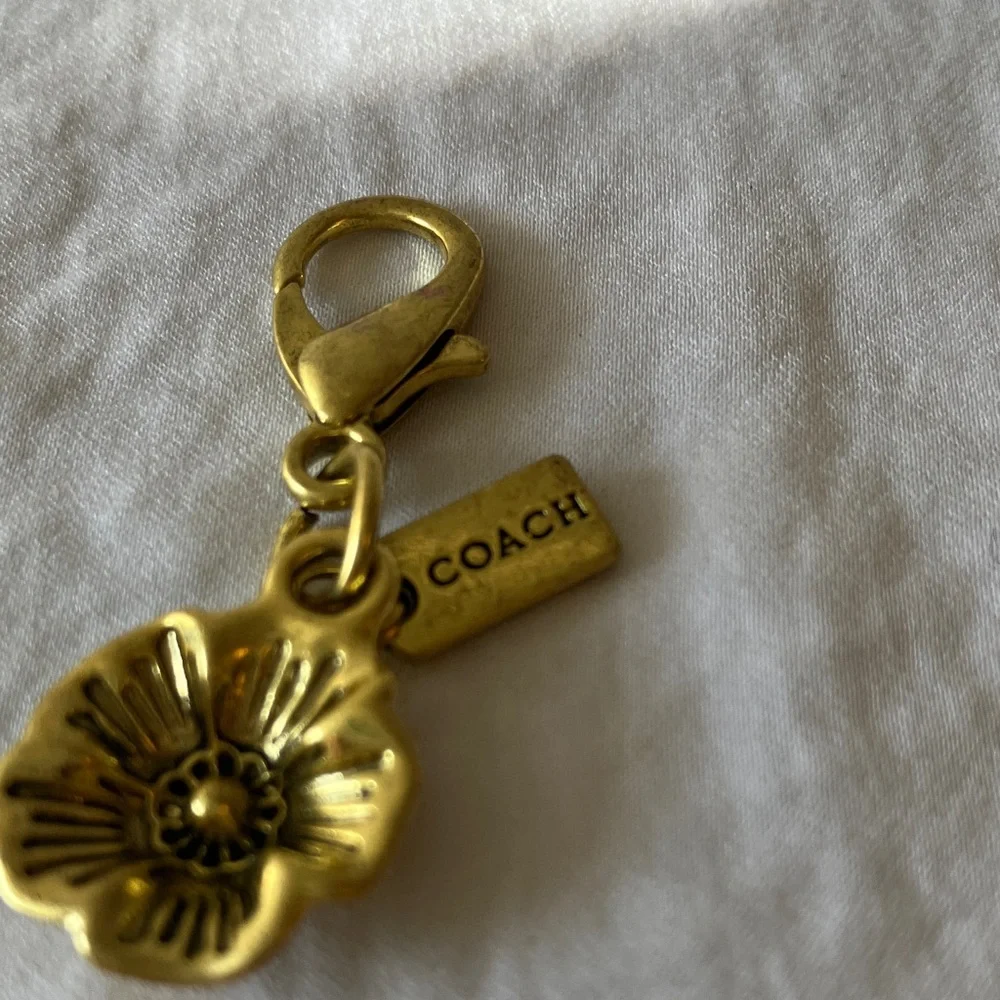 Coach Gold Floral Charm Keychain Accessory